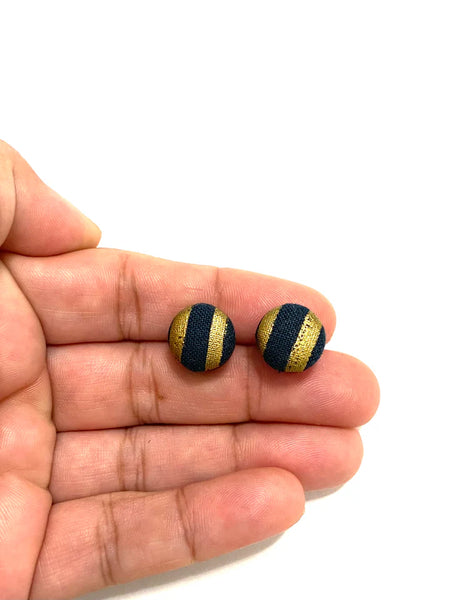 BOTÓN DE AZÚCAR- Mini Studs - Navy Gold Stripes