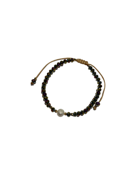 E-HC DESIGNS- Pearl with Crystals Adjustable Bracelets (More colors available)