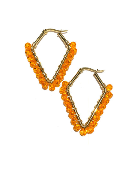 HC DESIGNS - Small Beaded Diamonds Hoops - Golden (More colors available)