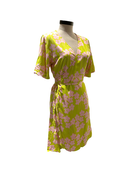 OMA DESIGNS - Green Garden Wrap Short Dress