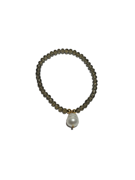 E-HC DESIGNS- Pearl Pendant with Crystals Elastic Bracelets (More colors available)