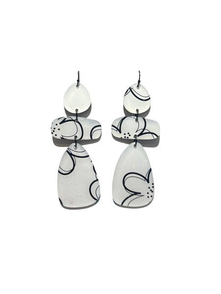 CAMBALACHE BY VIRGINIA NIN- Big Earrings - Reversible - Black and White 01