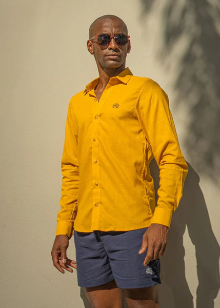 ARRECIFE - Mustard Linen - Long Sleeve Shirt