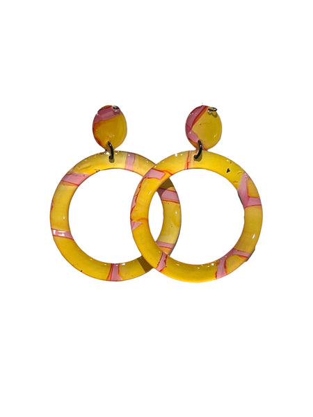 CAMBALACHE BY VIRGINIA NIN- Big Earrings - Reversible - Multi Rounded Yellow / Pink