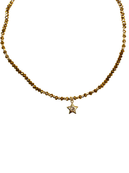 E-HC DESIGNS- Golden Mini Crystal Pendant Choker