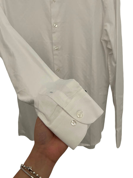 BORONEA- White Chinese Collar Shirt