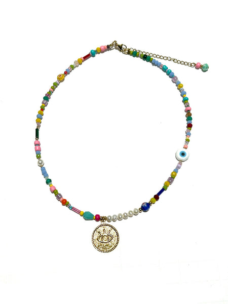 HC DESIGNS - Seedbeads and Pearls Medallion Necklace