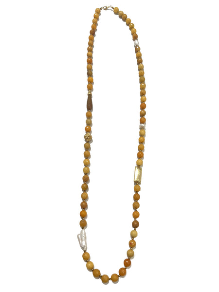 HC DESIGNS - Agate Long Necklace - Yellow Mustard