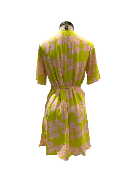 OMA DESIGNS - Green Garden Wrap Short Dress