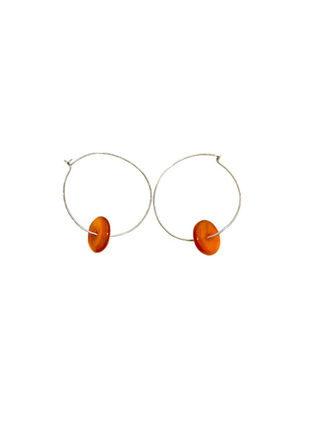 MONIQUE MICHELE- Carnelian Silver Hoops