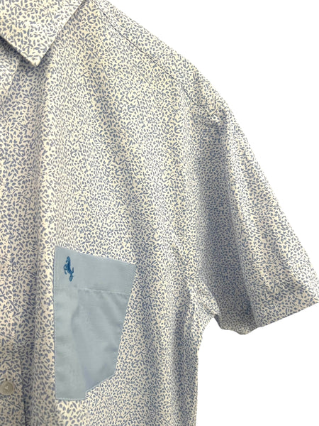 BORONEA- Light Blue Mini Flower Print Shirt