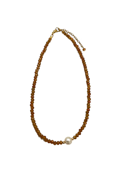 HC DESIGNS- Full Crystal Necklace with Pearl (many colors available)