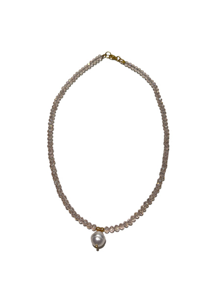 HC DESIGNS- Full Crystal Necklace with Pearl Drop (many colors available)