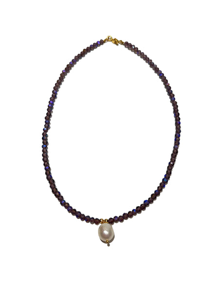 HC DESIGNS- Full Crystal Necklace with Pearl Drop (many colors available)