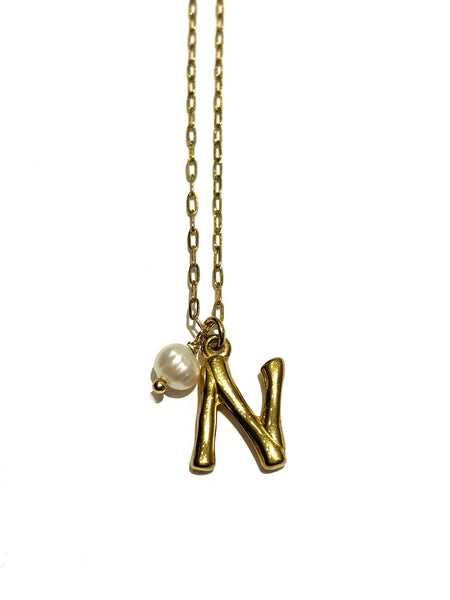 HC DESIGNS - Initial and Pearl Necklace