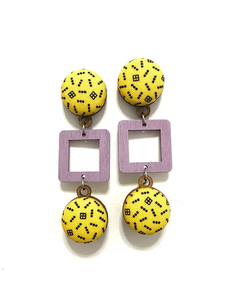 BOTÓN DE AZÚCAR - Ventana Earrings- Large- Yellow Bits