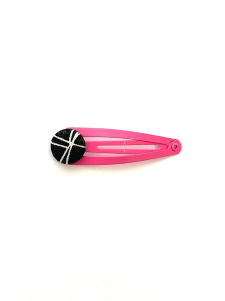 BOTÓN DE AZÚCAR - Hair Clips- Hot Pink- Black Pattern