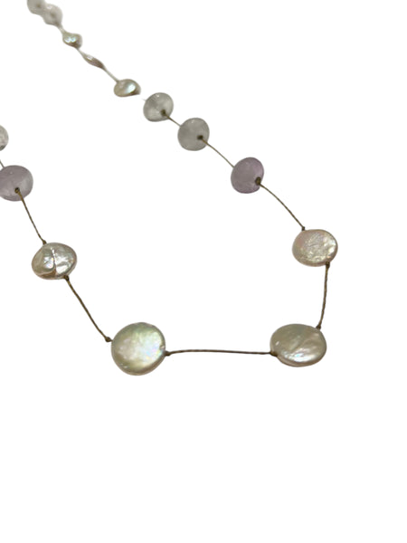 MONIQUE MICHELE- Pearl and Amethyst Necklace (Anudado)