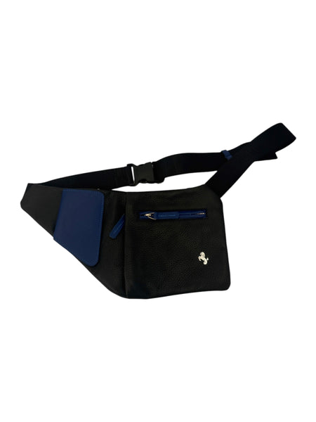 BORONEA- Leather Fanny Pack - Black and Blue