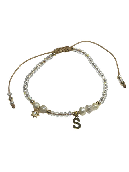 E-HC DESIGNS- Translucent Adjustable Bracelet with Initial