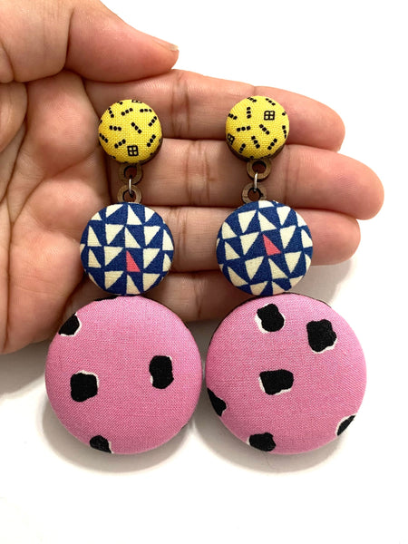 BOTÓN DE AZÚCAR - Big Earrings- Pink Yellow Blue