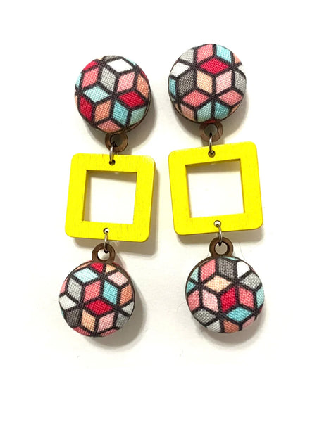 BOTÓN DE AZÚCAR- VENTANA EARRINGS- LARGE- CUBIST