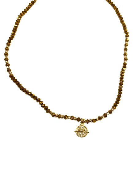 E-HC DESIGNS- Golden Mini Crystal Pendant Choker