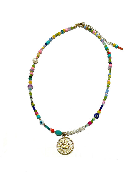 HC DESIGNS - Seedbeads and Pearls Medallion Necklace