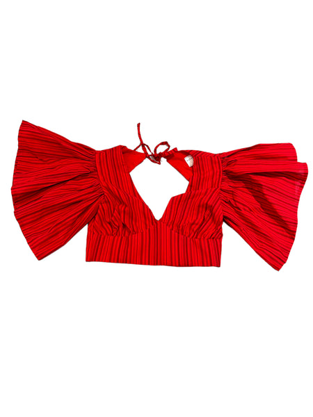 VALENTINA - Ruffle Top - Red Lines
