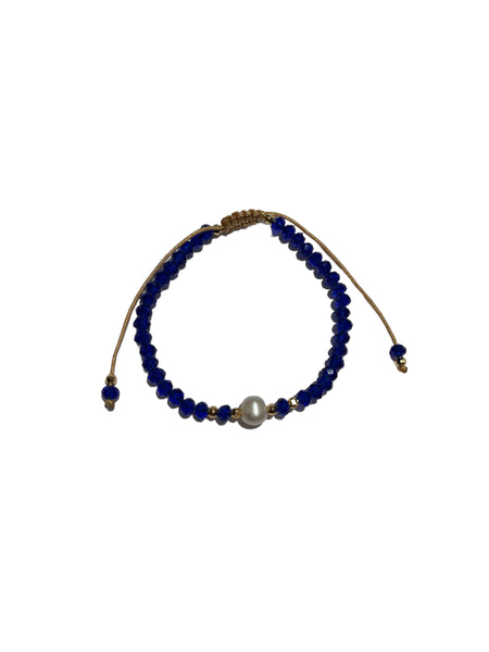 E-HC DESIGNS- Pearl with Crystals Adjustable Bracelets (More colors available)