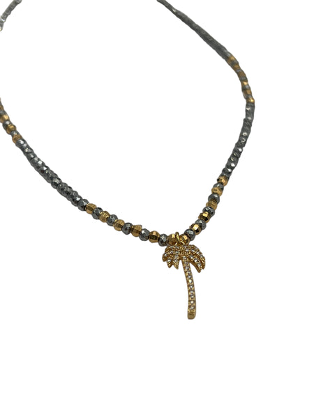 E-HC DESIGNS- Hematita Metallic Adjustable Chokers with Pendants