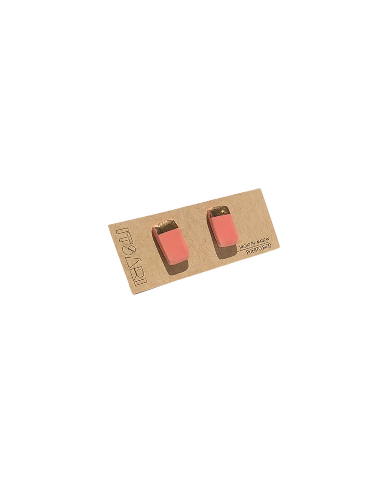 ITSARI- Studs - 22k Salmon Rectangle