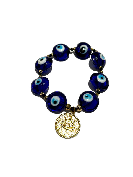 E-HC DESIGNS- Evil Eye with Charm Elastic Bracelet (more colors available)