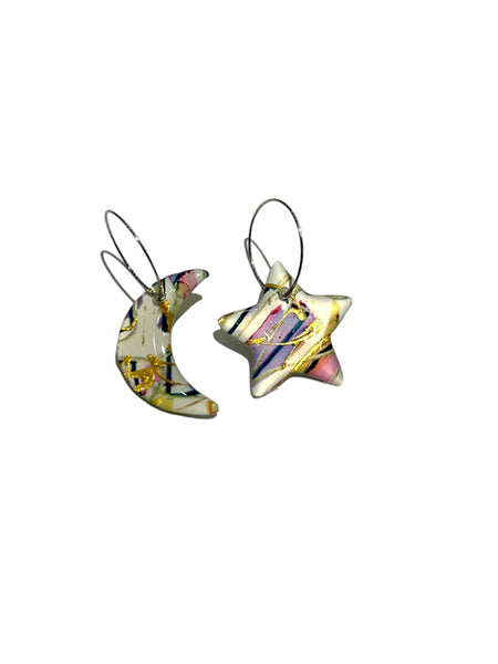 CAMBALACHE BY VIRGINIA NIN- Reversible Hoops - Moon & Star 02