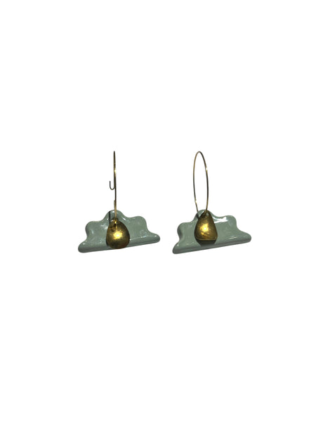 ITSARI- Long Earrings - Light Blue Wavy Hoops