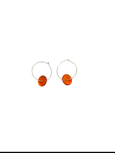 MONIQUE MICHELE- Carnelian Silver Hoops