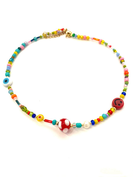 HC DESIGNS - Mix Happy Face Seedbeads Necklace