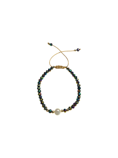 E-HC DESIGNS- Pearl with Crystals Adjustable Bracelets (More colors available)