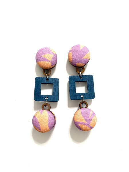 BOTÓN DE AZÚCAR - Ventana Earrings- Small- Salmon Lavender