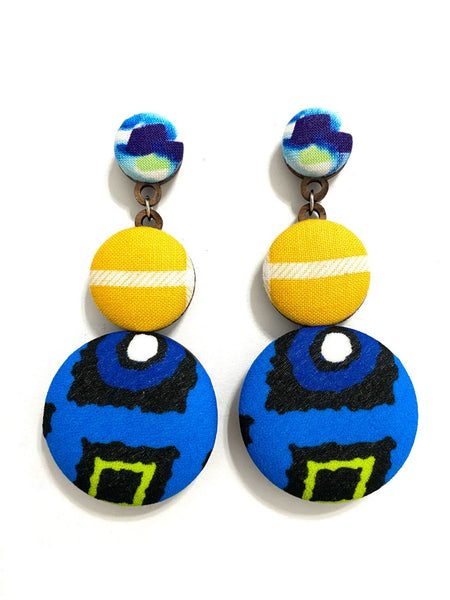 BOTÓN DE AZÚCAR - Big Earrings- Blue Yellow