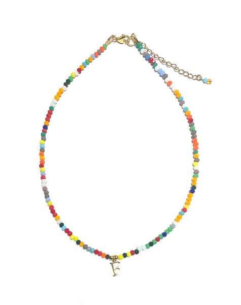 HC DESIGNS- Colorful Small Crystal Necklace with Initial