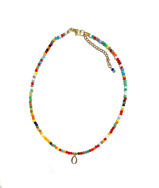 HC DESIGNS- Colorful Small Crystal Necklace with Initial