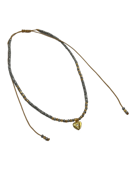 E-HC DESIGNS- Hematita Metallic Adjustable Chokers with Pendants