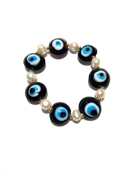 E-HC DESIGNS- Evil Eye Pearl Bracelet