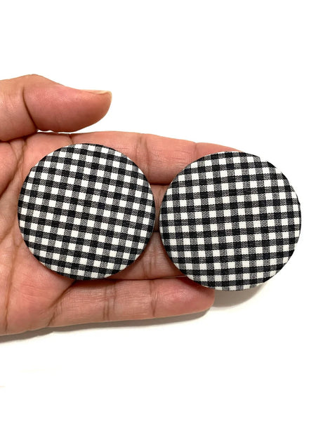 BOTÓN DE AZÚCAR- XLarge Studs - B&W Gingham