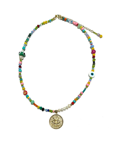 HC DESIGNS - Seedbeads and Pearls Medallion Necklace