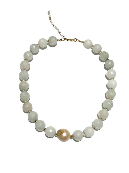 HC DESIGNS- White Agate and Pearl Short Necklace