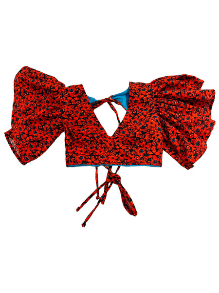 VALENTINA - Ruffle Top - Red Flowers