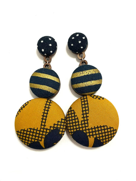 BOTÓN DE AZÚCAR- BIG EARRINGS- MUSTARD NAVY