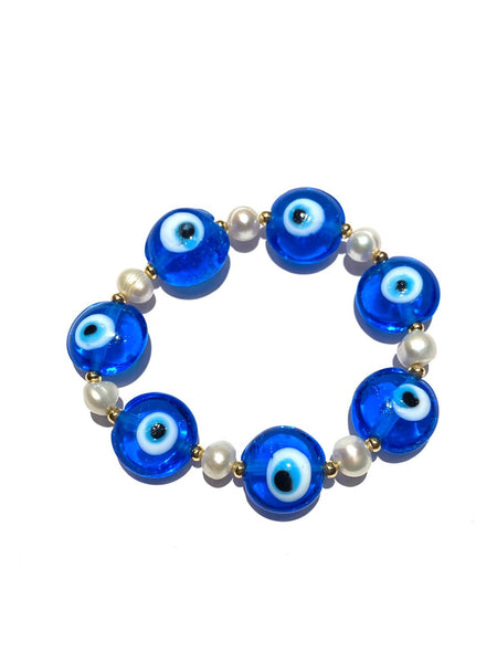 E-HC DESIGNS- Evil Eye Pearl Bracelet